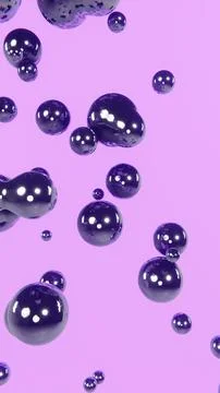 Abstract 3D vertical falling liquid chrome metallic reflection silver sphere Illustrazione stock