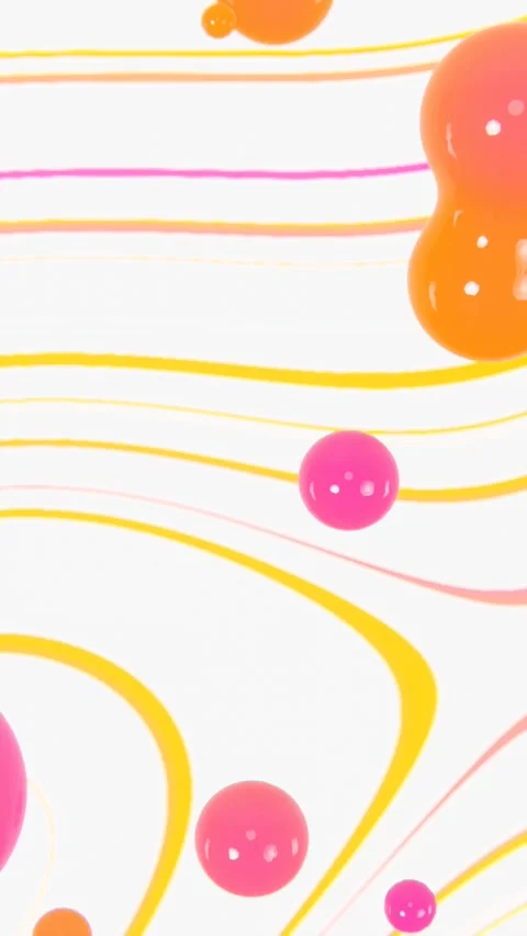 Abstract 3D vertical flying bubbles sphere Frutiger Aero orange pink spring Stock Footage 306238235