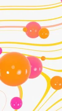 Abstract 3D vertical flying bubbles sphere Frutiger Aero orange pink summer Illustrazione stock