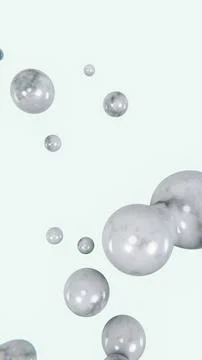 Abstract 3D vertical flying flowing white green marble bubbles liquid reflection Stock Illustration