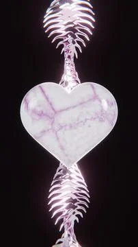 Abstract 3D vertical marble heart veins trendy chrome metallic reptile scales Stock Illustration