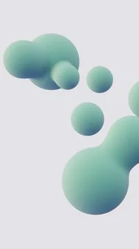 Abstract 3D vertical pastel matte green gradient soft spheres liquid oil splash 스톡 일러스트