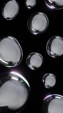 Abstract 3d vertical poster image spheres bubbles futuristic chrome metallic Illustrazione stock