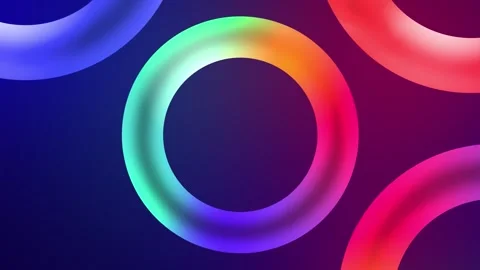 Abstract 3D Vibrant Rainbow Torus Rings Background Stock Footage 335237434