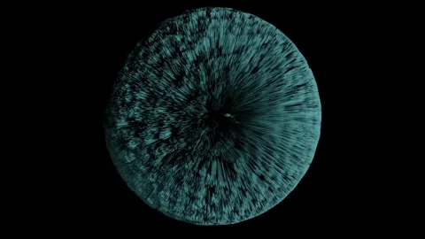 Abstract 3D video rendering of a rotating fluffy blue ball on a black background Stock Footage 254551616