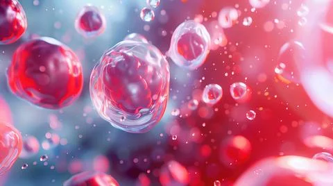 Abstract 3D Visualization of Red and White Blood Cells Illustrazione stock