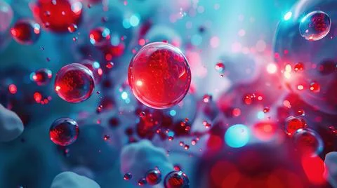 Abstract 3D Visualization of Red and White Blood Cells Illustrazione stock