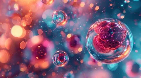 Abstract 3D Visualization of Red and White Blood Cells Stock Illustration