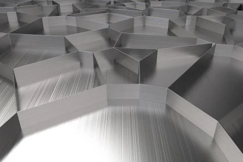Abstract 3d voronoi grate on brushed metal background Ilustración de archivo