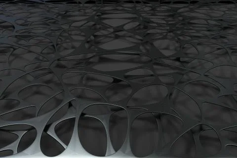 Abstract 3d voronoi organic structure on black background Illustrazione stock