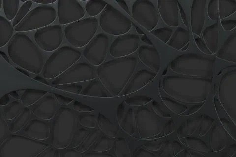 Abstract 3d voronoi organic structure on black background Stock Illustration