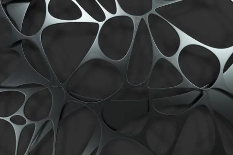 Abstract 3d voronoi organic structure on black background Stock Illustration