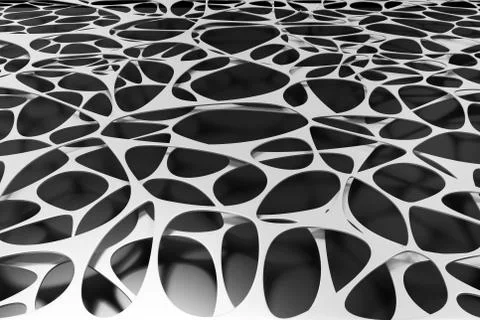 Abstract 3d voronoi organic structure on black background Stock Illustration