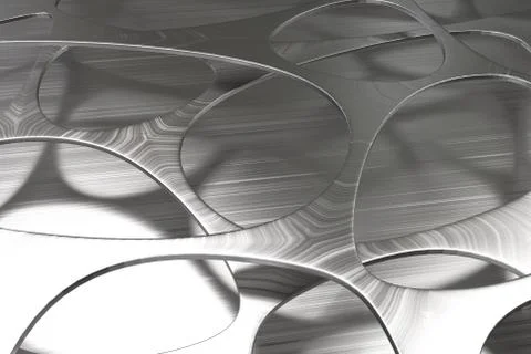 Abstract 3d voronoi organic structure made of brushed metal Stock Illustration