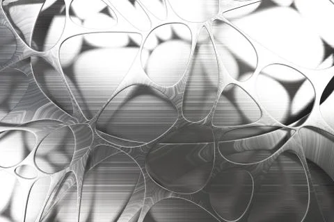 Abstract 3d voronoi organic structure made of brushed metal Stock Illustration