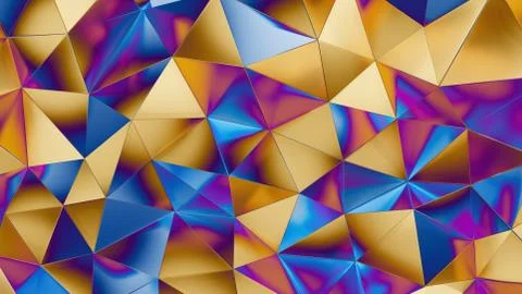 Abstract 3d wallpaper of multi colored golden blue surface. Stock Illustration