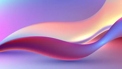 Abstract 3d wave background with glossy purple pink and gold liquid gradien.. Stock Illustration
