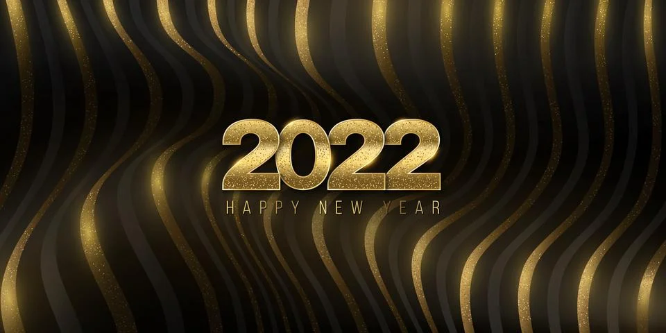Abstract 3D waveforms background for 2022 New Year design. Elegant, stylish,  Illustrazione stock