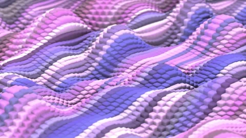 Abstract 3D waves field made of floating pastel cubes Stock Footage 317216596