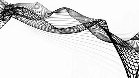 Abstract 3D Wavy Black Lines on White, Futuristic shapes 4K Animation Loop Stock Footage 307338810