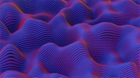 Abstract 3D Wavy Surface Pattern - Undulating Lines in Gradient Blue and Purp 스톡 일러스트