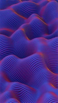 Abstract 3D Wavy Surface Pattern - Undulating Lines in Gradient Blue and Purp Stock Illustration