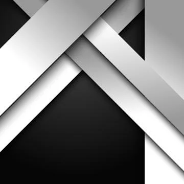 Abstract 3D white and gray stripes diagonal overlapping layer paper on black Stock Illustration