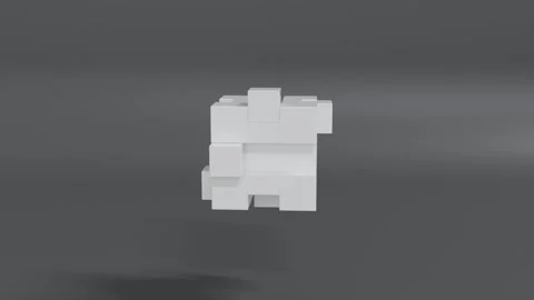Abstract 3D white cubes forming a structured composition on a dark gray surface Stock Footage 335958668