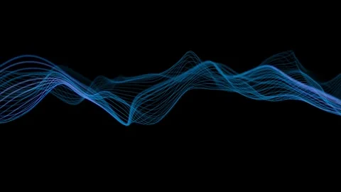 Abstract 3d white curve wavy blue lines in dark. Seamless looping motion de.. Video stock 335026056