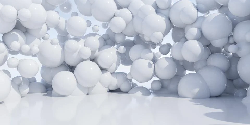 Abstract 3D White Spheres Composition Stock Illustration