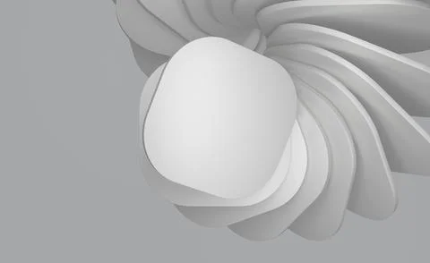 Abstract 3D white square shapes in swirling layers on gray background Stock-Illustration