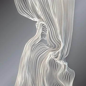 Abstract 3D White Wavy Lines Minimalist Design Stock Illustration