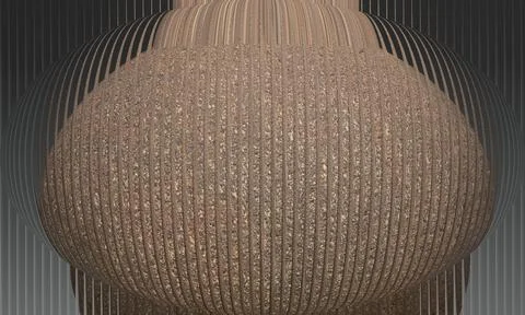 Abstract 3D wide-angle spherical lens distortion of textured brown stone on.. Stock Photos