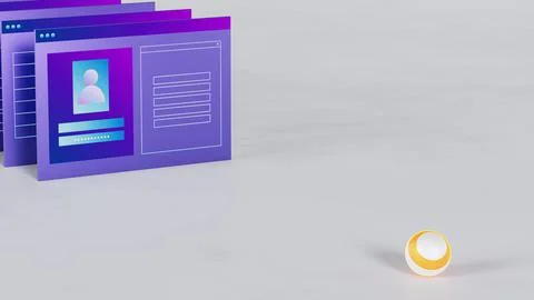 Abstract 3d windows with user interfaces. Business concept 3d render イラスト素材