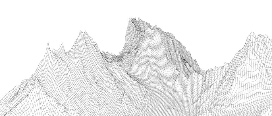 Abstract 3d wire-frame landscape. Blueprint style Stock Illustration