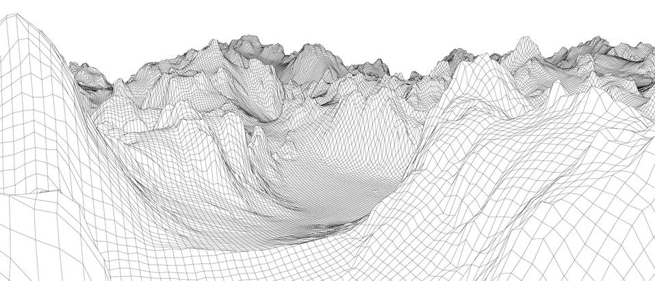 Abstract 3d wire-frame landscape. Blueprint style Stock Illustration