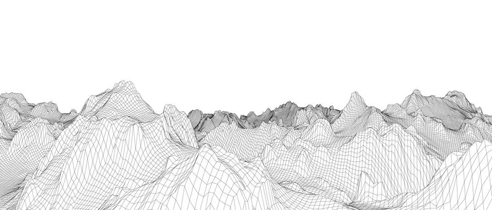 Abstract 3d wire-frame landscape. Blueprint style Stock Illustration