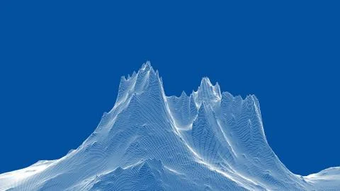 Abstract 3d wire-frame landscape. Blueprint style Illustrazione stock