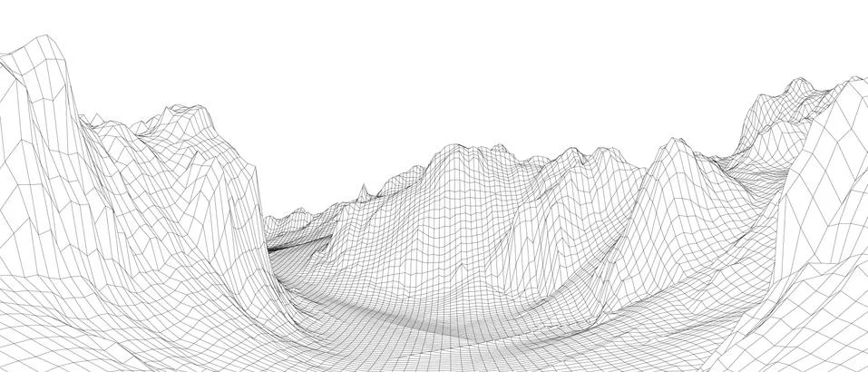 Abstract 3d wire-frame landscape. Blueprint style Stock-Illustration