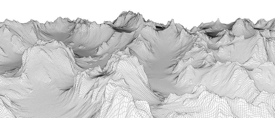 Abstract 3d wire-frame landscape. Blueprint style Illustrazione stock
