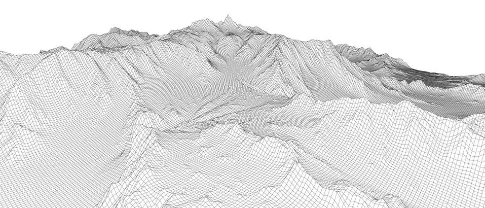 Abstract 3d wire-frame landscape. Blueprint style 스톡 일러스트