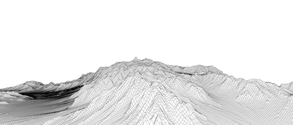 Abstract 3d wire-frame landscape. Blueprint style Illustrazione stock