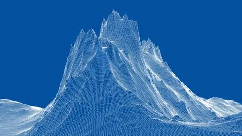 Abstract 3d wire-frame landscape. Blueprint style Stock Illustration