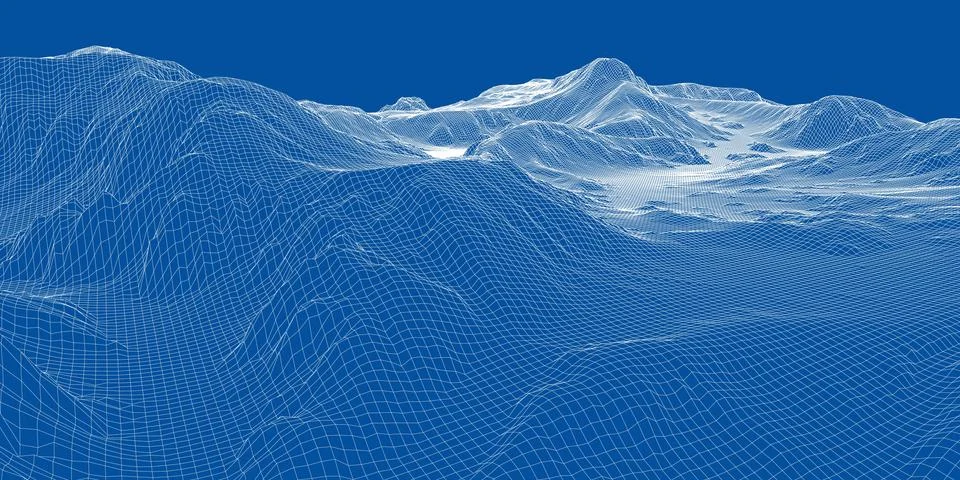 Abstract 3d wire-frame landscape. Blueprint style Stock-Illustration