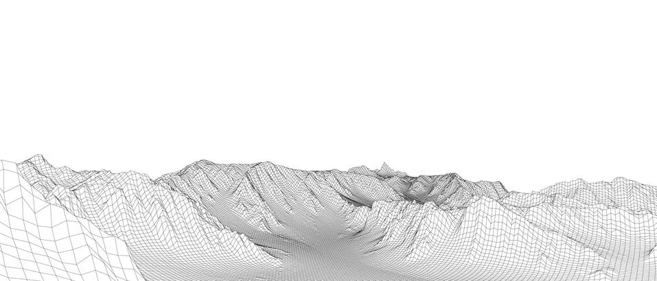 Abstract 3d wire-frame landscape. Blueprint style Illustrazione stock