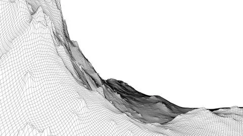 Abstract 3d wire-frame landscape. Blueprint style Illustrazione stock