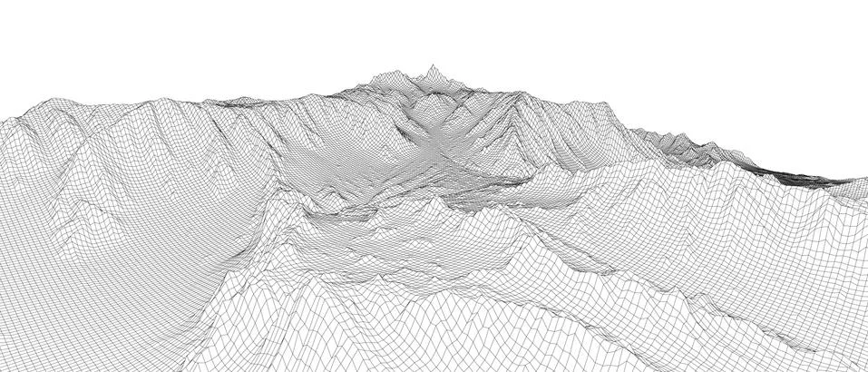 Abstract 3d wire-frame landscape. Blueprint style 스톡 일러스트