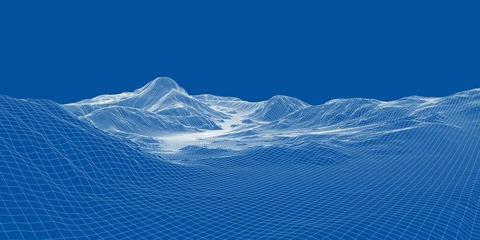 Abstract 3d wire-frame landscape. Blueprint style Stock-Illustration