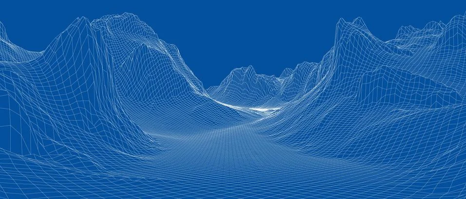 Abstract 3d wire-frame landscape. Blueprint style Ilustração Stock