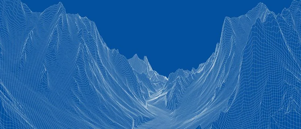 Abstract 3d wire-frame landscape. Blueprint style Stock Illustration